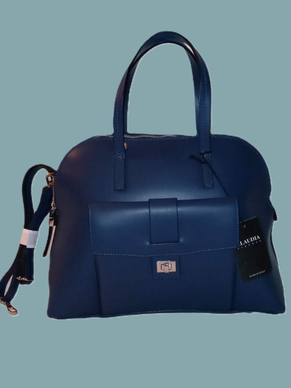 Claudia Firenze Blue Italian Leather Satchel